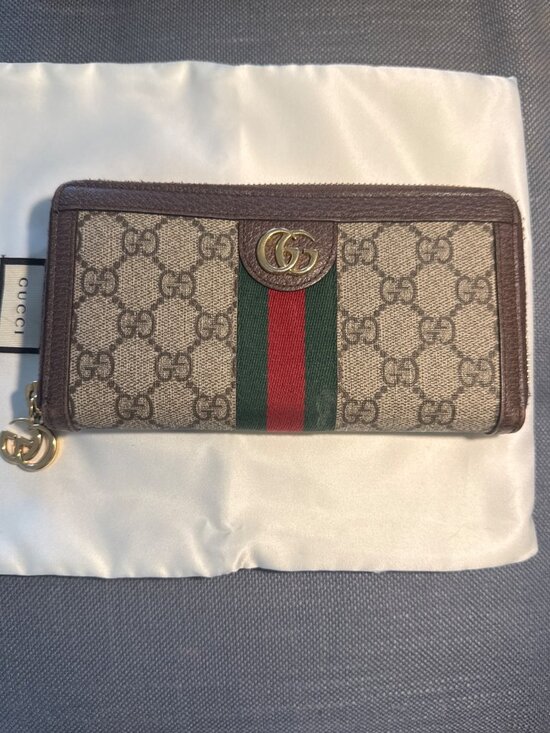 Gucci Handbags - Authentic Gucci Ophelia Wallet Zip Around Web Stripe W Box and Dust Bag